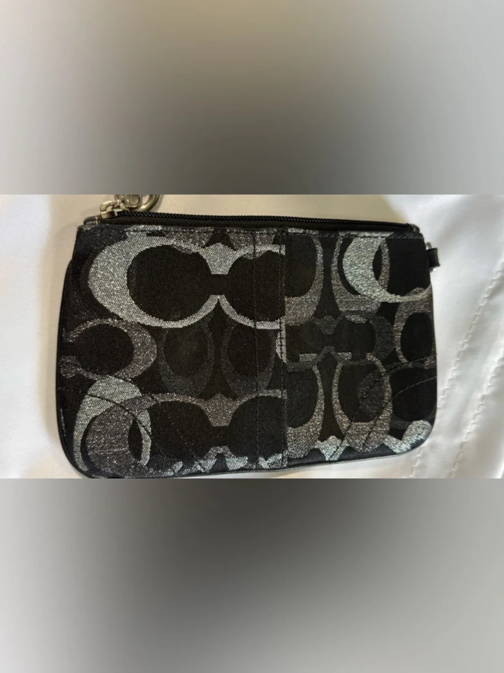 Coach Black & Silver Signature Wristlet